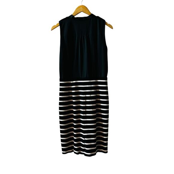 White House Black Market Ruffle Top Striped Dress Size 6 Black Cream - Picture 2 of 6